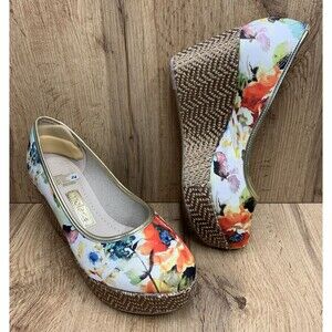 Moleca Women's 3 Inch Espadrille Wedge Shoes Floral Print Spring Party Fairy 7